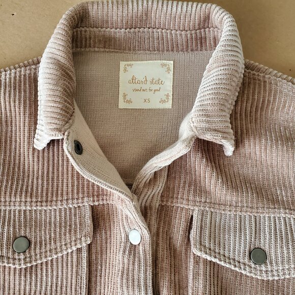 Altar’d State Women’s Beige Corduroy Buttoned Jacket Size XS Oversized Style - Picture 3 of 7